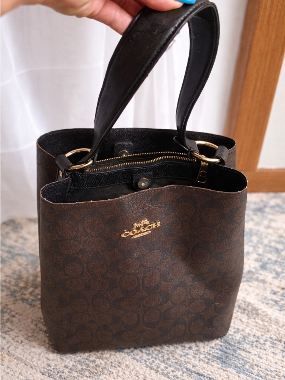 Coach Black Signature Tote with Gold Hardware - Picture 2 of 5